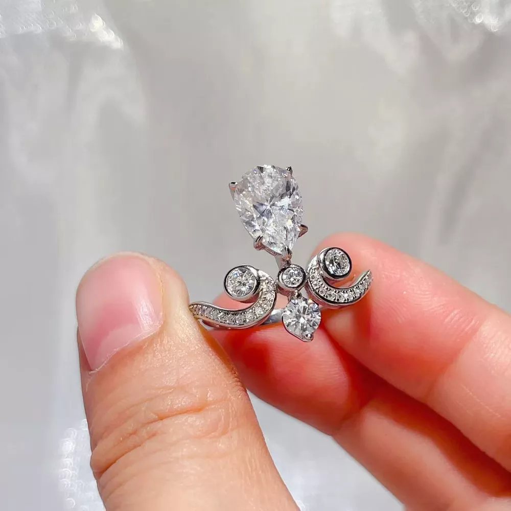2 Carat Moissanite 925 Sterling Silver Ring, image 3