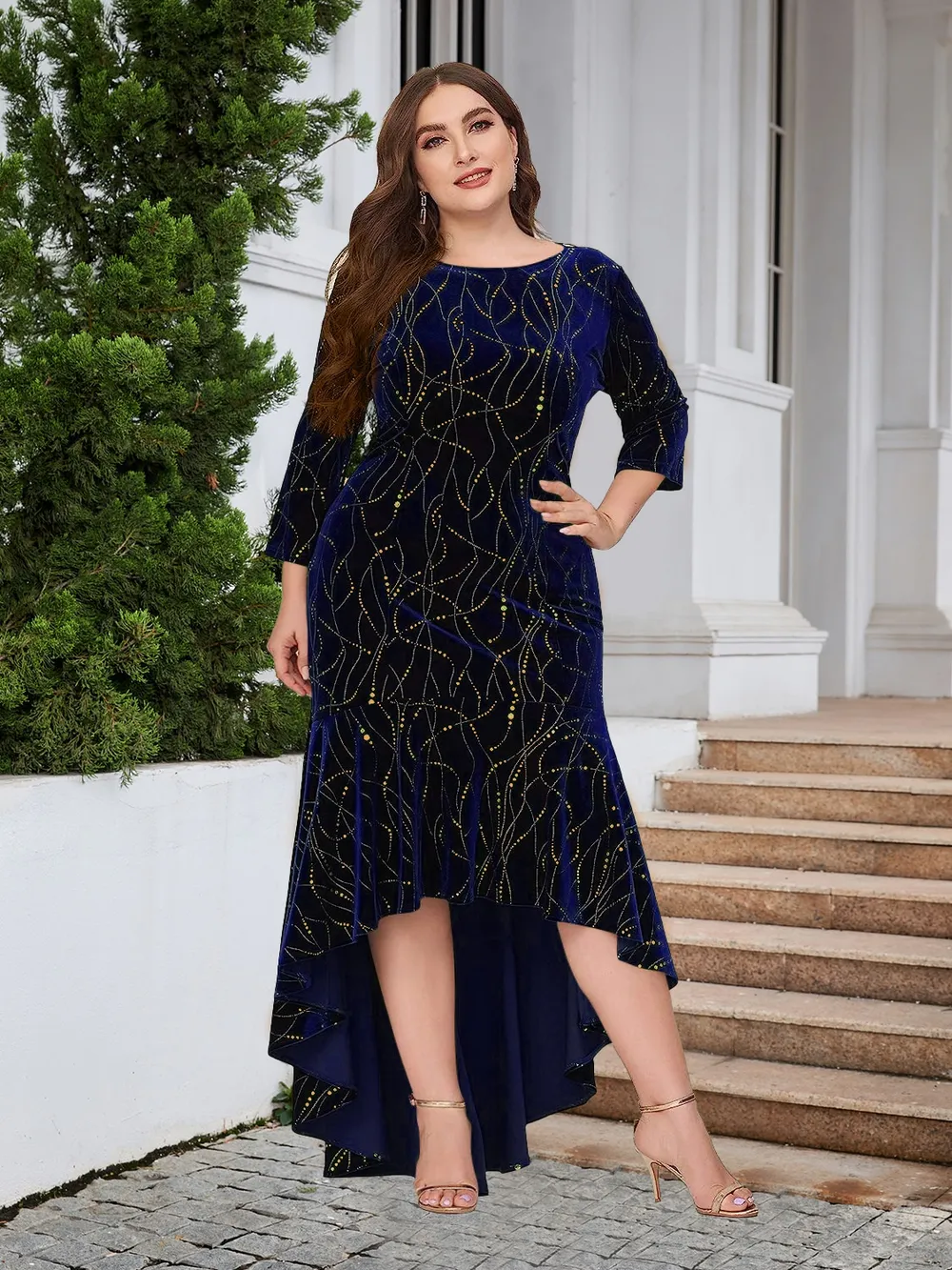 Plus Size Ruffle Hem High-Low Dress, image 9