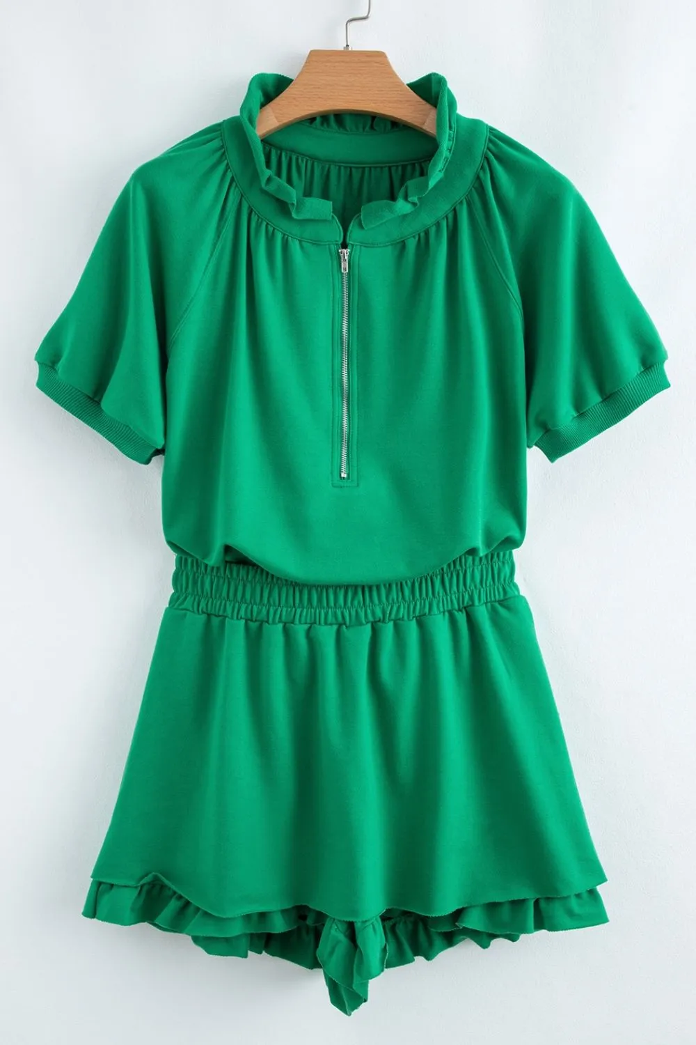 Frill Zip Front Puff Sleeve Top and Skort Set, image 9