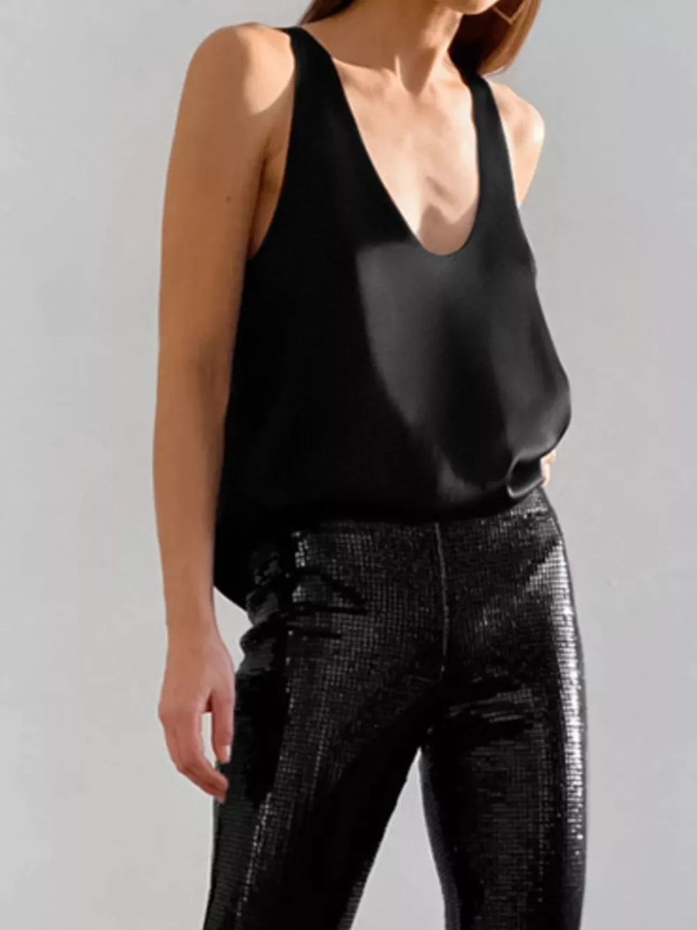Satin Deep V-Neck Tank, image 13