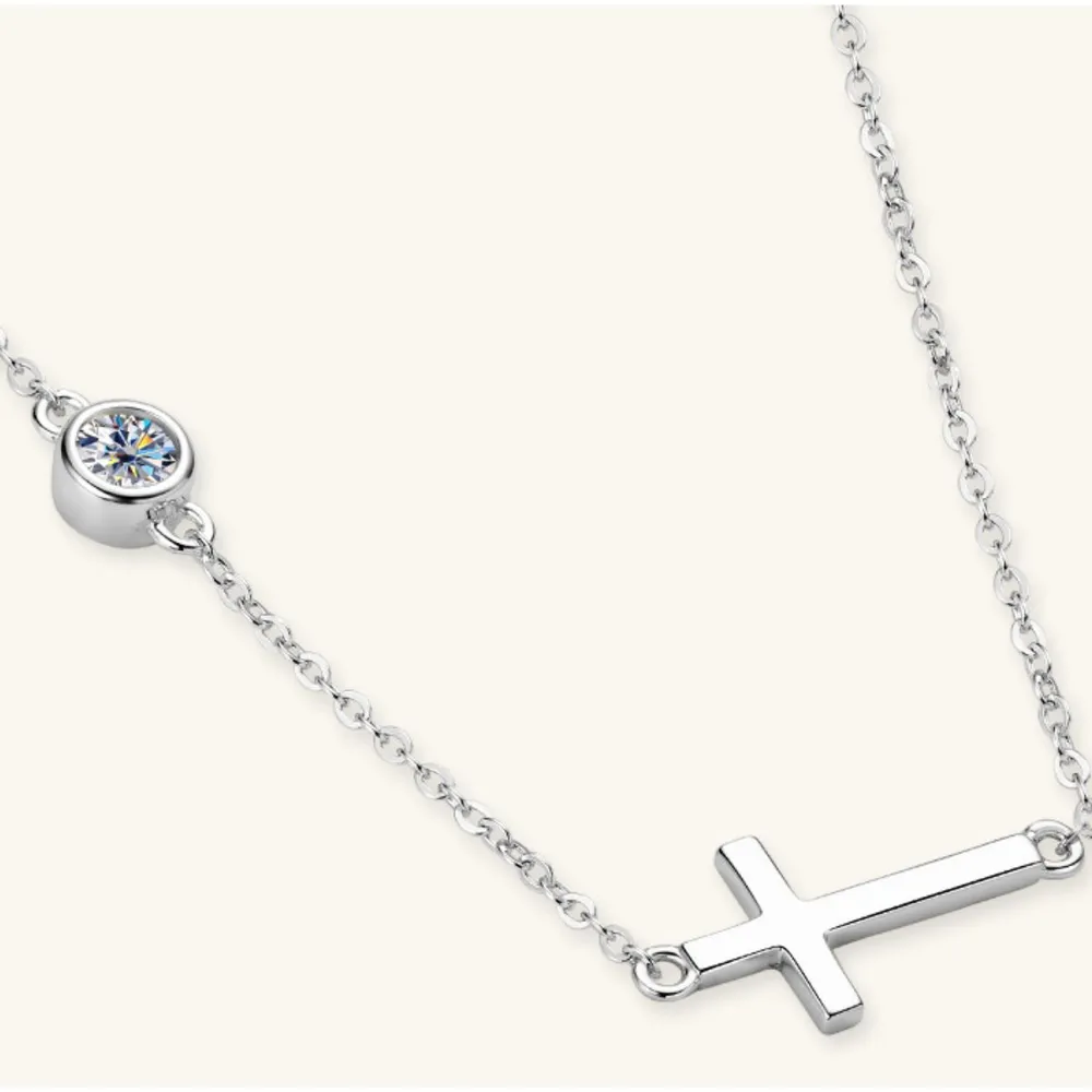 Cross 925 Sterling Silver Moissanite Necklace, image 8