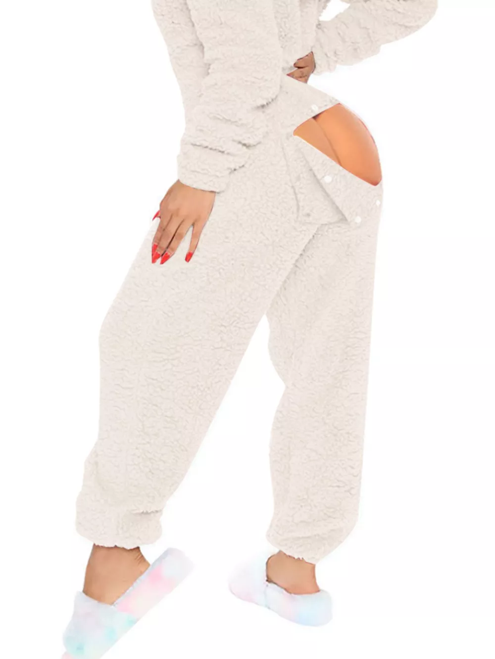 Fleece Hooded Open Back Jumpsuit, image 20
