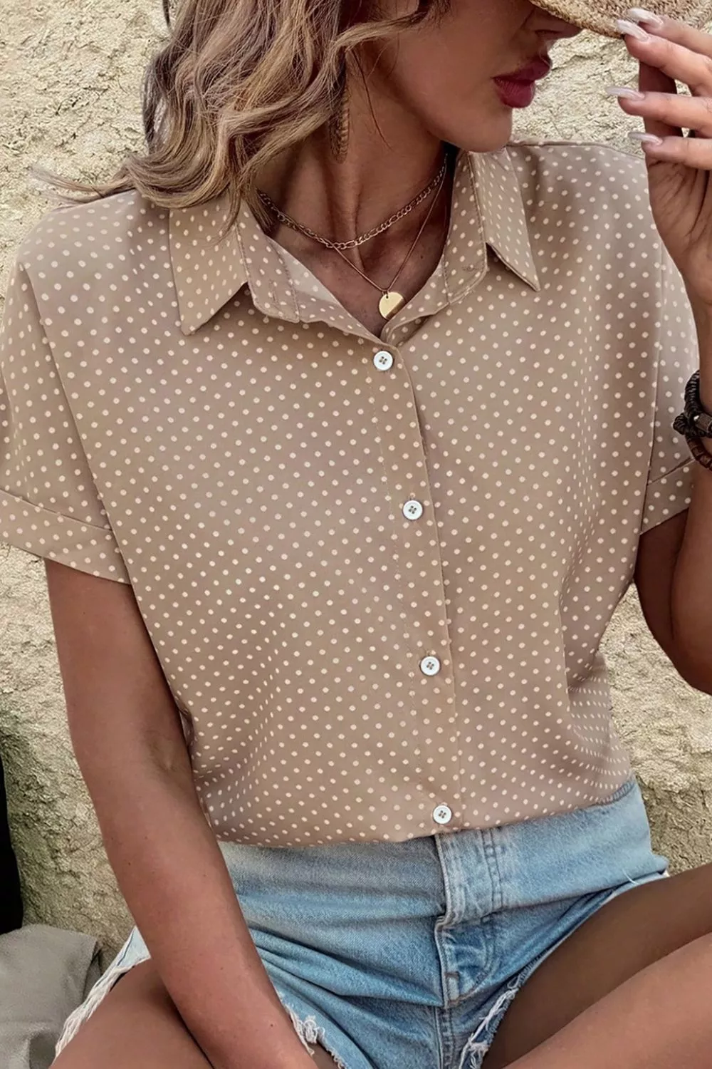 Polka Dot Print Short Sleeve Shirt, image 6