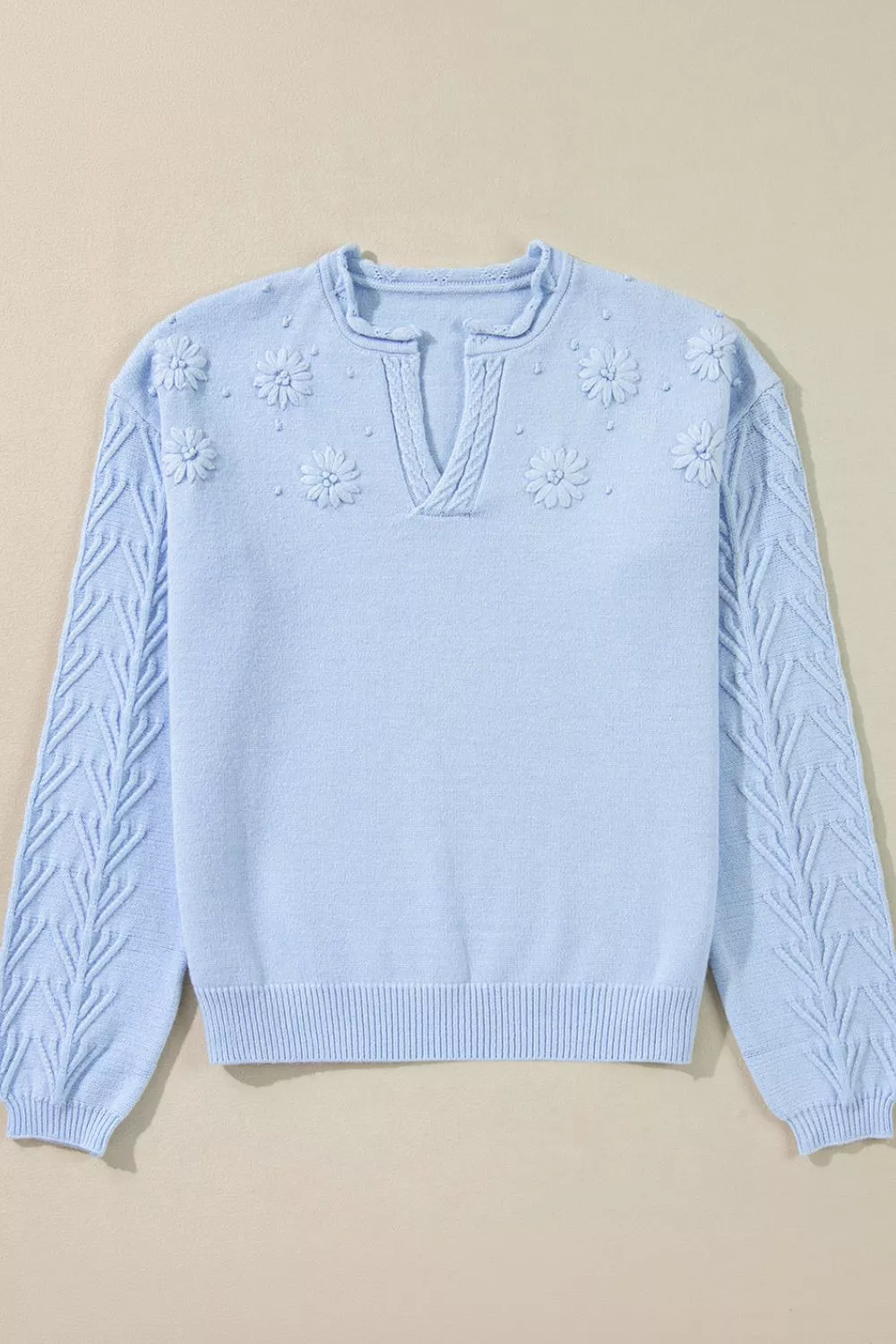 Daisy Notched Long Sleeve Sweater, image 20