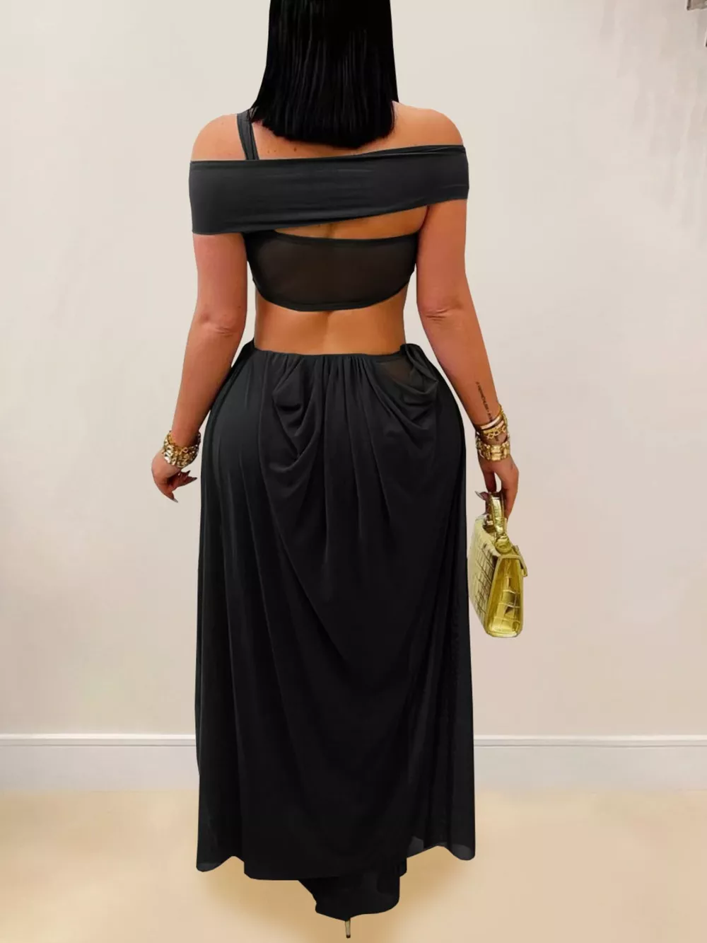 Cutout Off Shoulder Ruched Maxi Dress, image 4