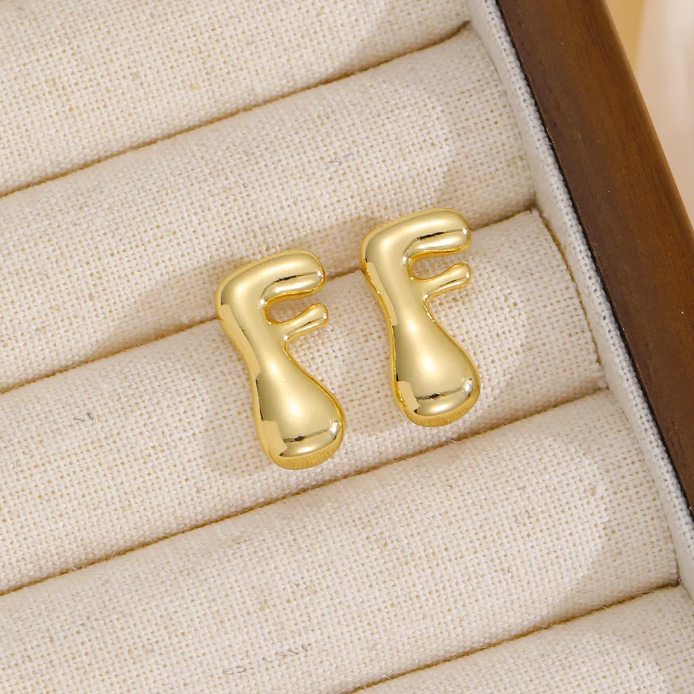 18K Gold-Plated Bubble Letter Stud Earrings, image 9