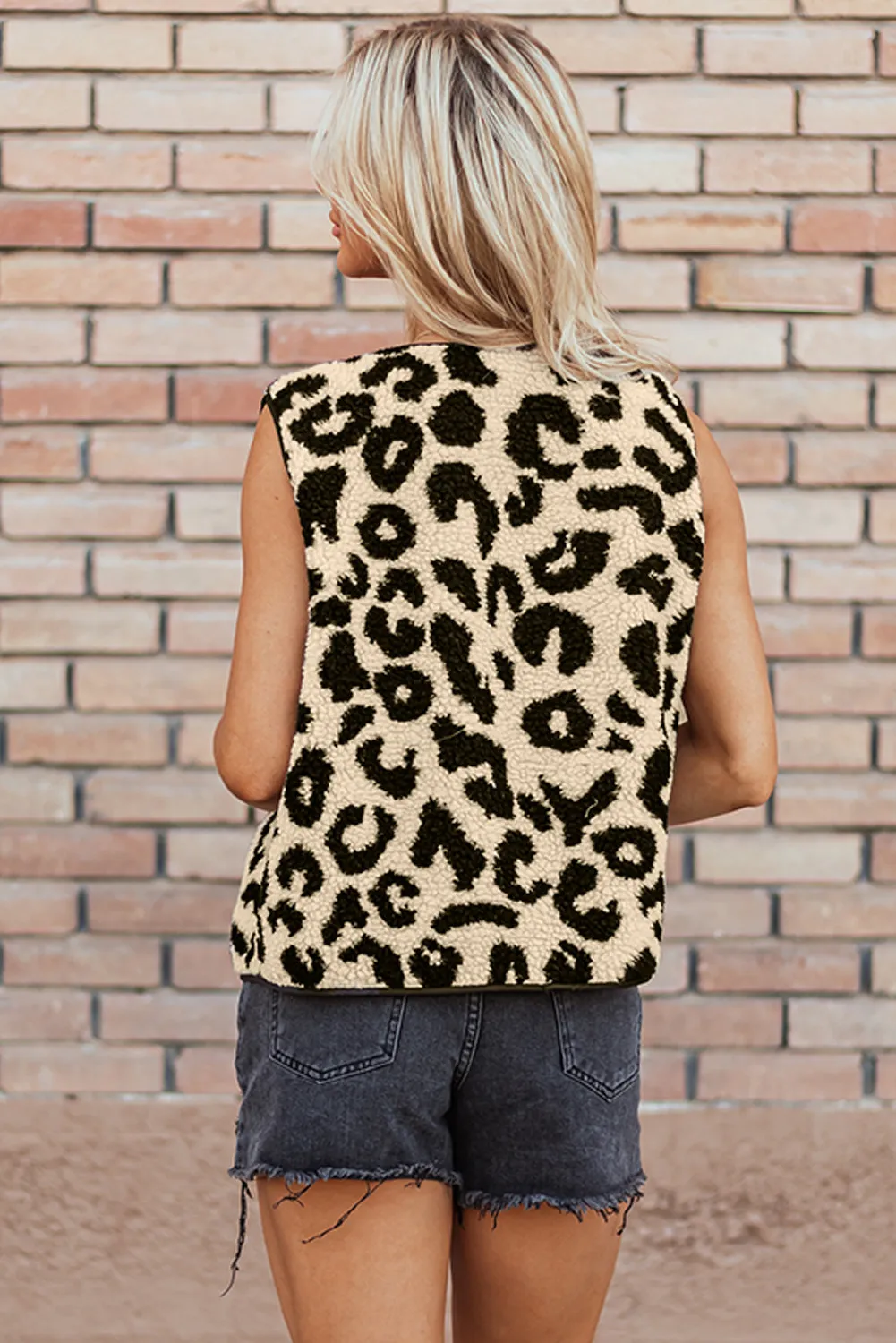 Leopard Button Up Vest Coat, image 6