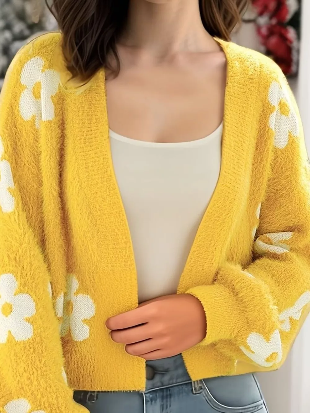 Floral Open Front Cardigan, image 4