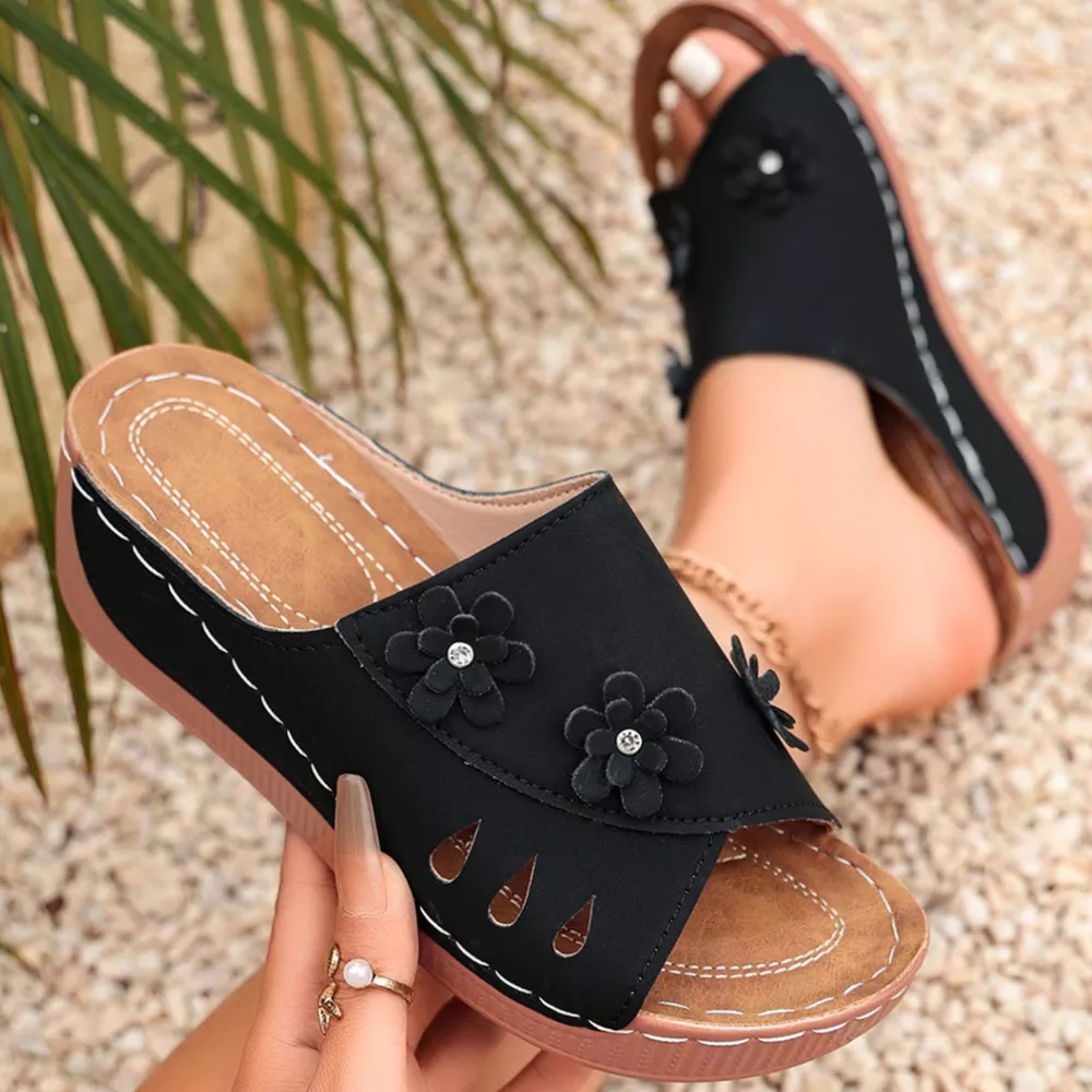 Comfortable Wedge Sandals with Floral Embellishments, image 11