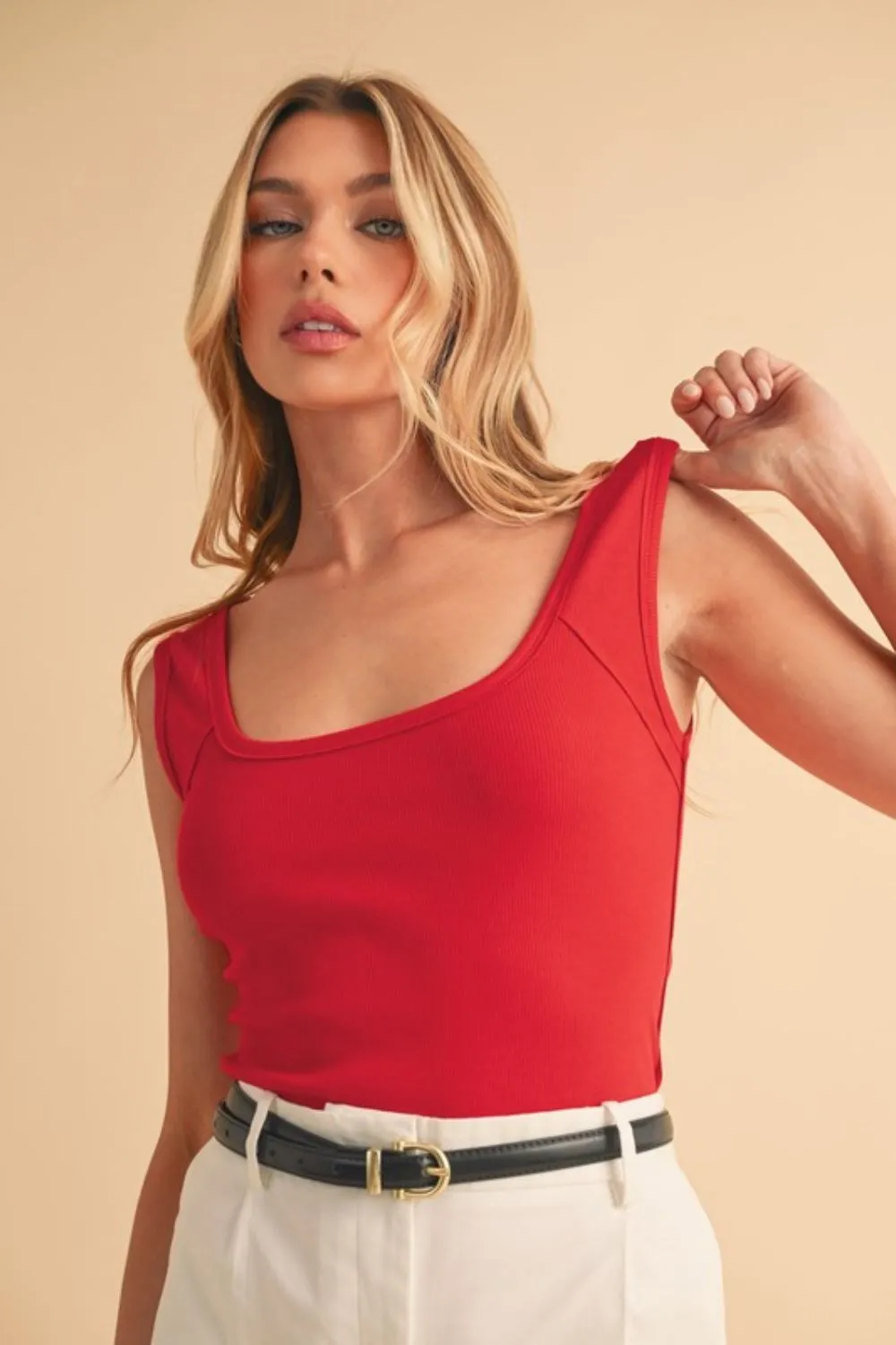 Square Neck Wide Strap Tank