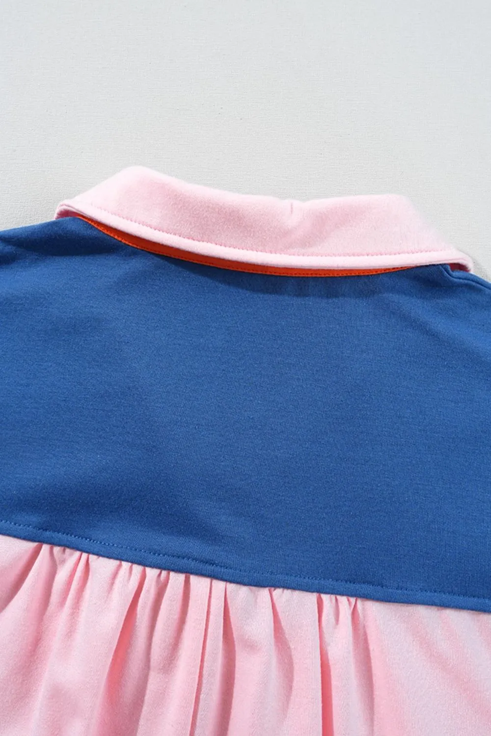 Color Block Half Buttoned Ruffled Short Sleeve T Shirt, image 5