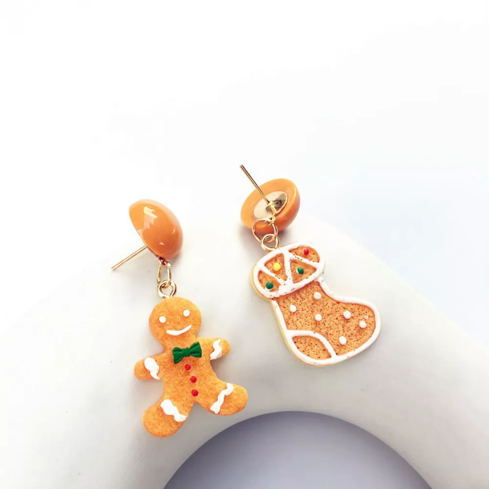 Christmas Gingerbread Man Drop Earrings, image 5