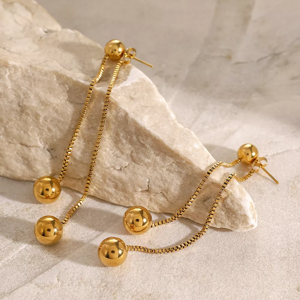 18K Gold-Plated Ball Drop Earrings, image 6