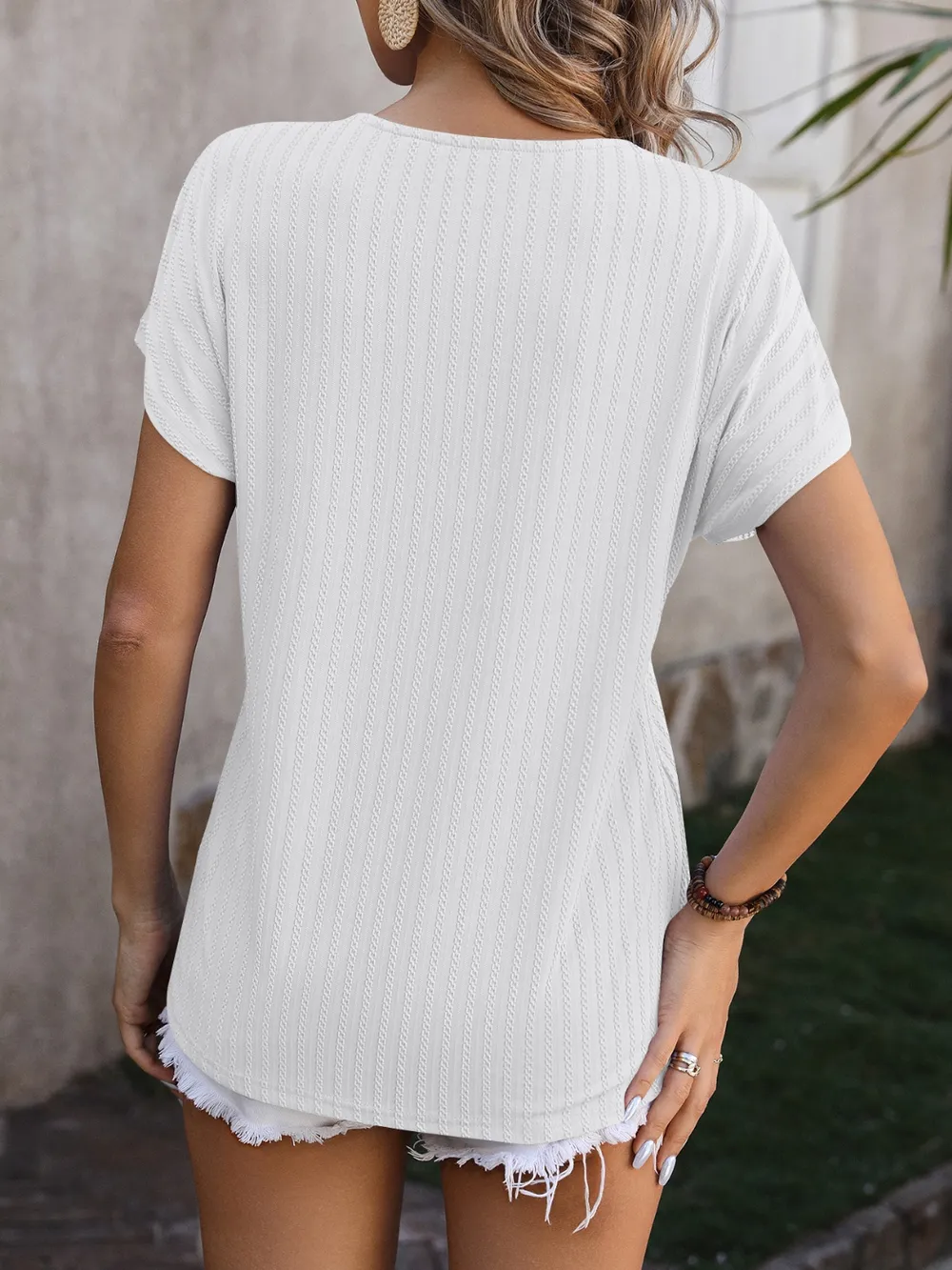 Textured Surplice Short Sleeve Blouse, image 10