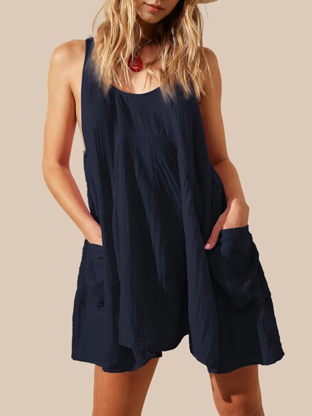 Tied Scoop Neck Wide Strap Mini Dress, image 9