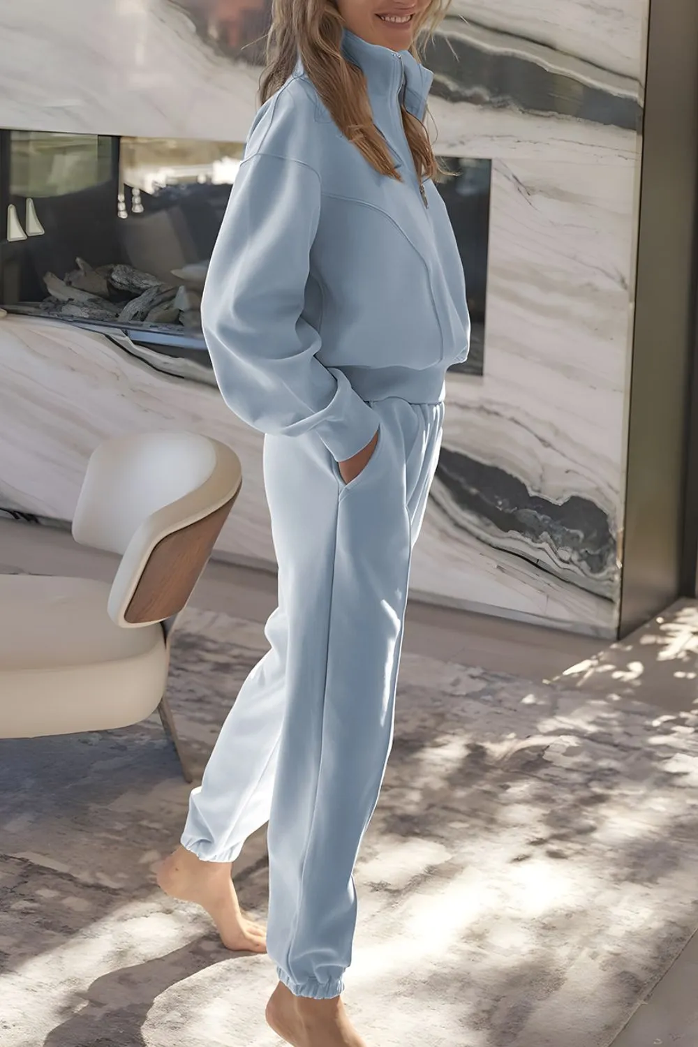 Half Zip Long Sleeve Top and Joggers Set, image 7
