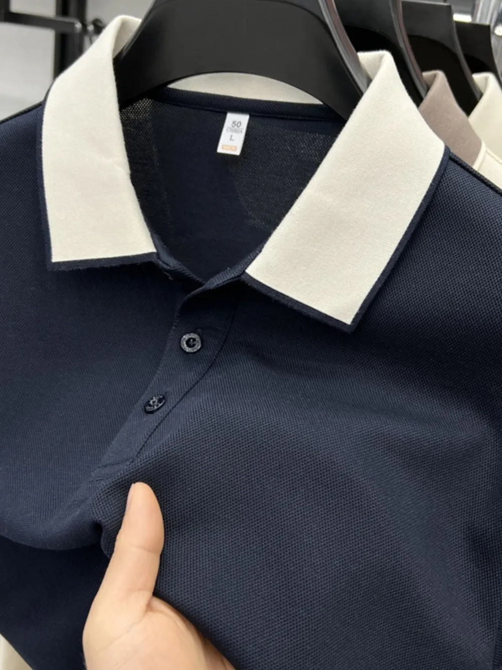 Men's Plus Size Contrast Collar Short Sleeve Polo, image 3