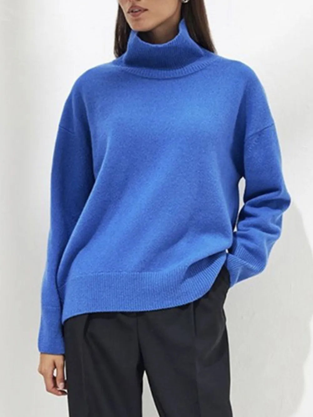 Turtleneck Drop Shoulder Long Sleeve Sweater, image 15