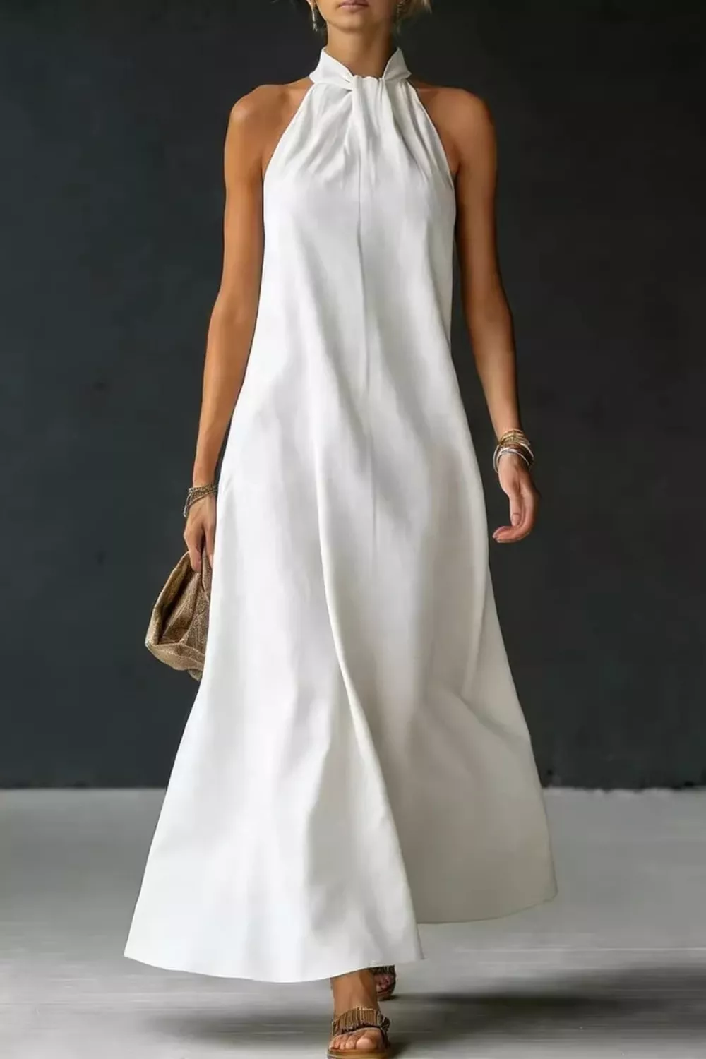 Halter Neck Sleeveless Maxi Dress, image 7