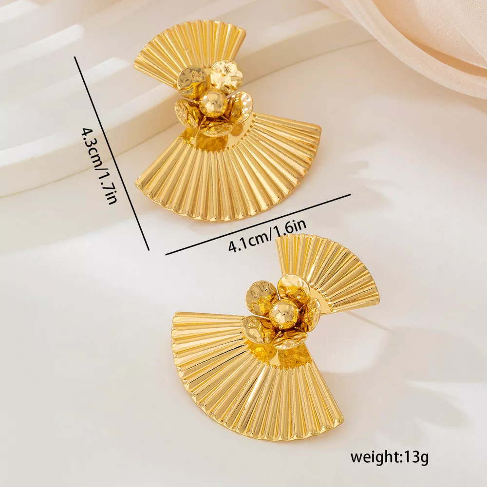 18K Gold-Plated Alloy Fan Earrings, image 5