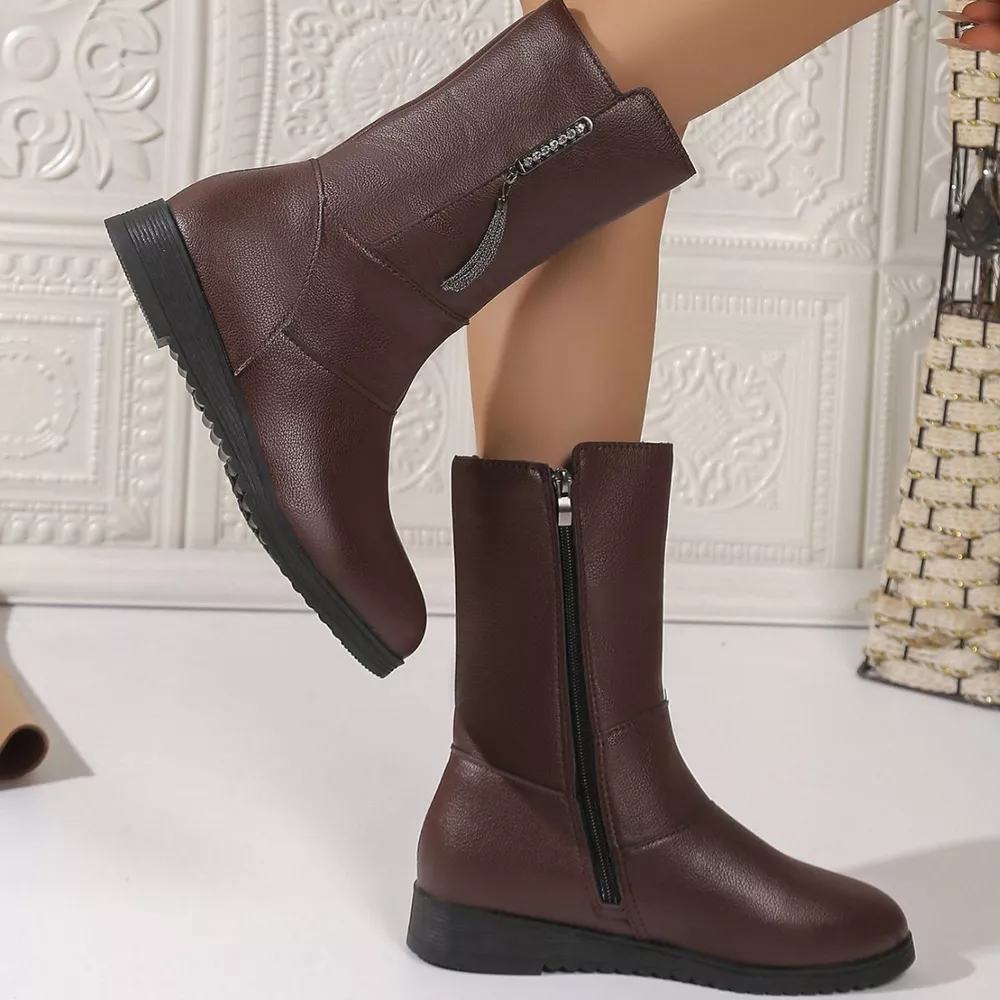Round Toe Side Zip Boots, image 5