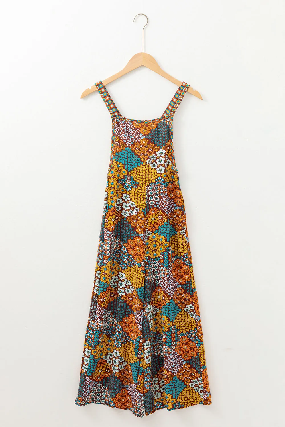 Floral Crisscross Strap Wide Leg Overalls, image 8