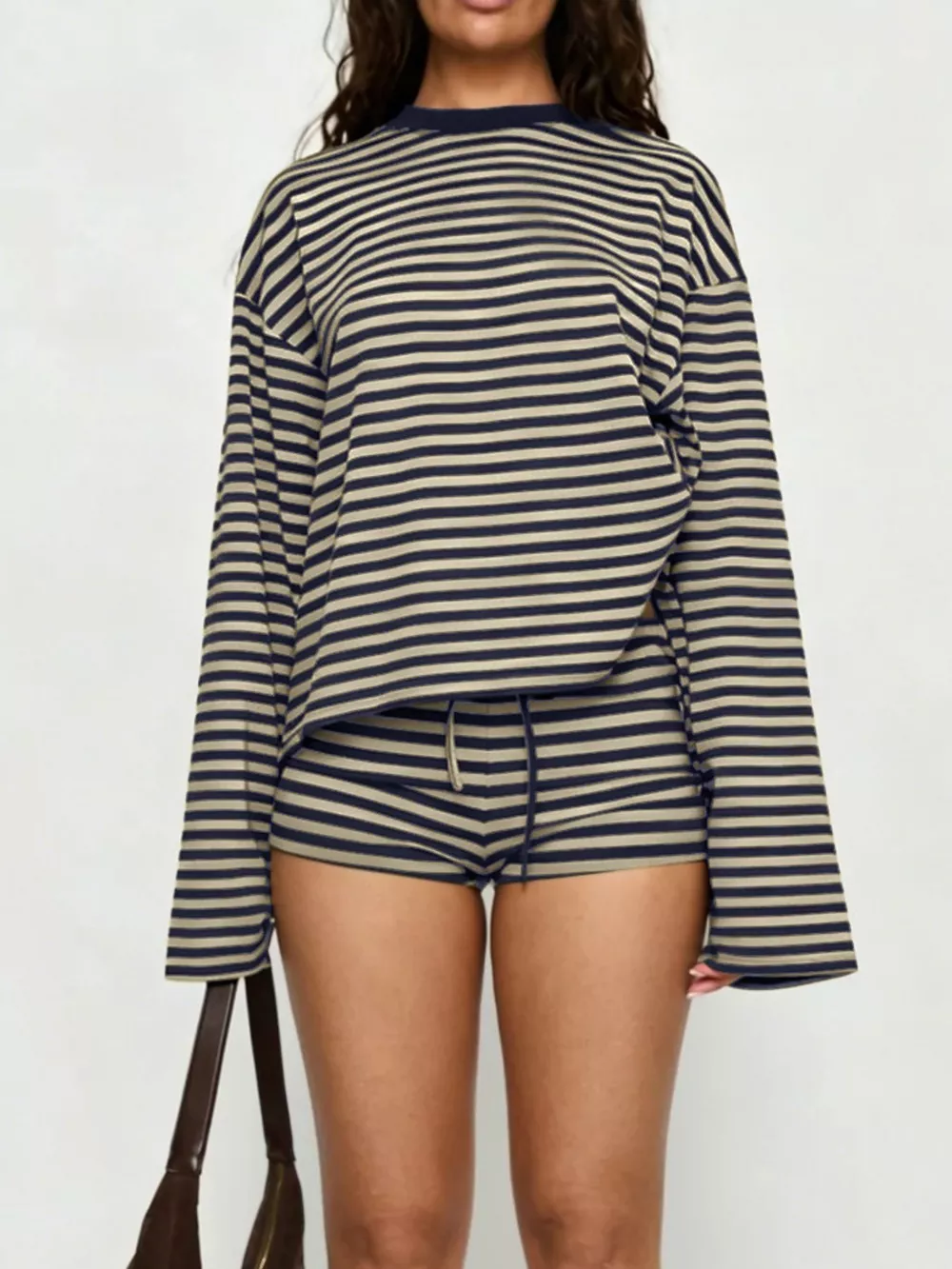 Striped Long-Sleeve Top and Shorts Set, image 5