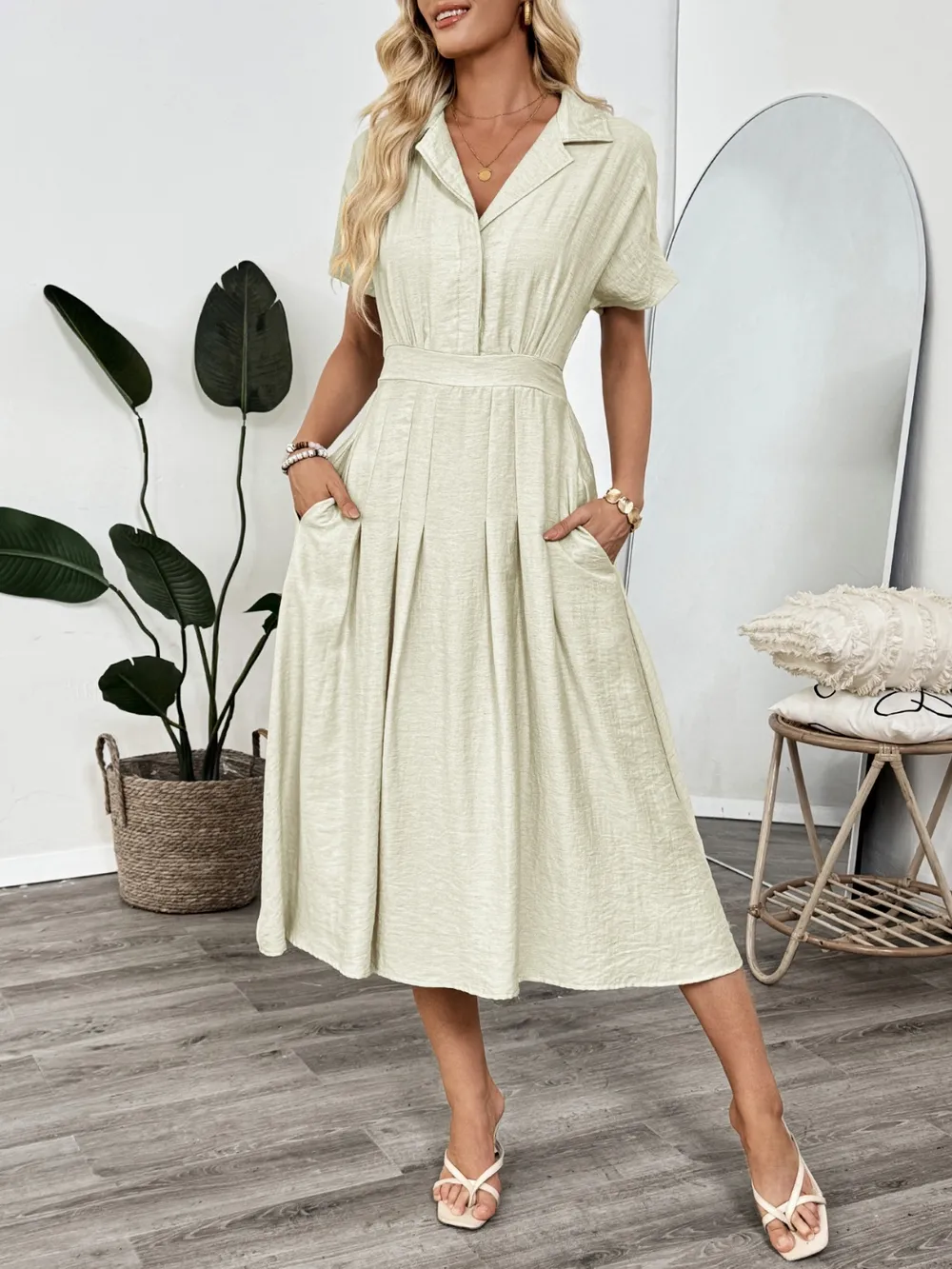 Short Sleeve Midi Dress with Pockets, image 6