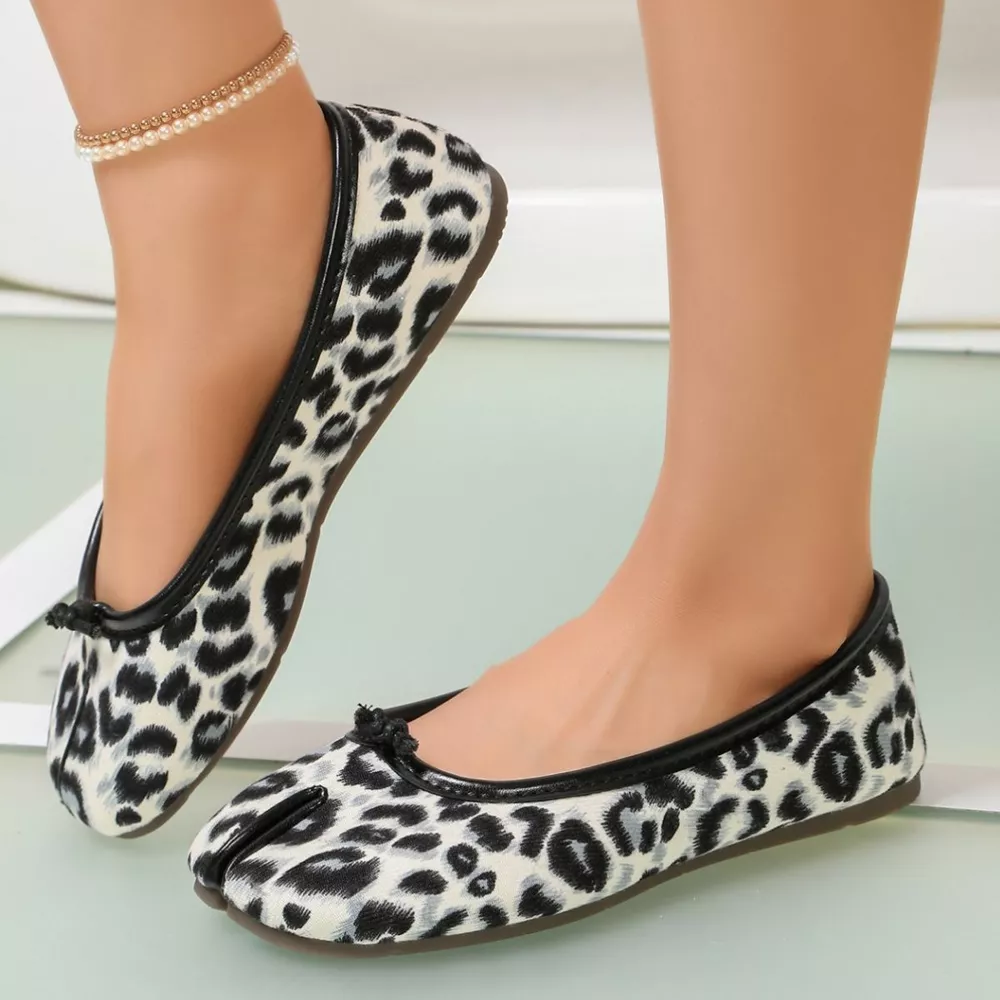 Split-Toe Leopard Print Slip-Ons, image 3