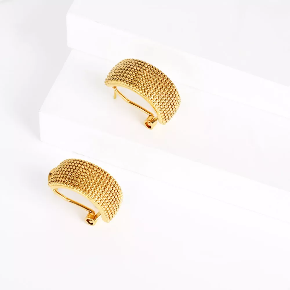 18K Gold-Plated Textured Wide Band Hoop Earrings, image 2