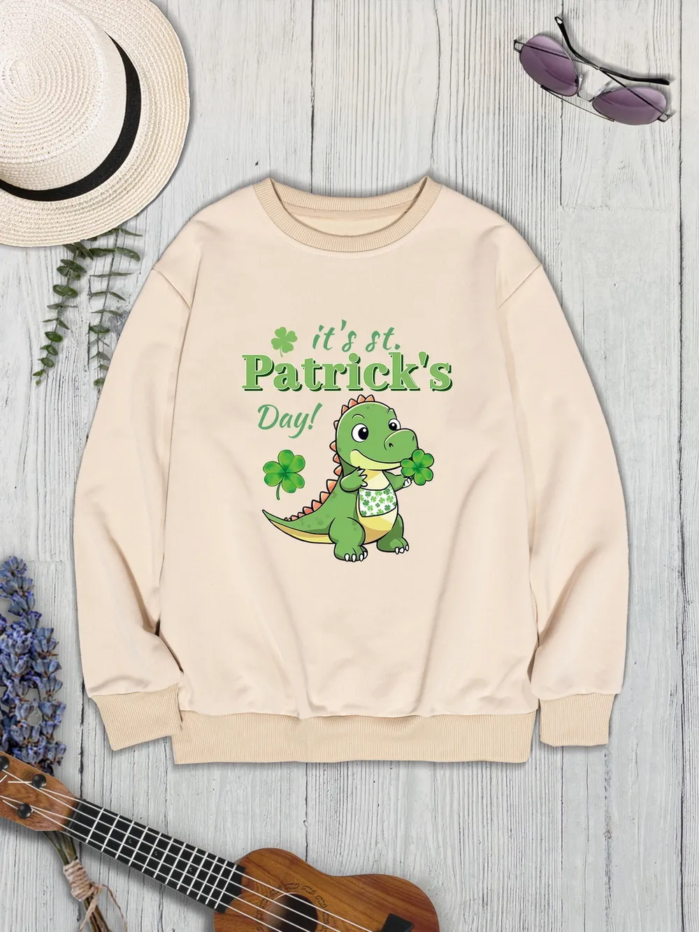 IT'S ST. PATRICK'S DAY Graphic Round Neck Sweatshirt, image 9
