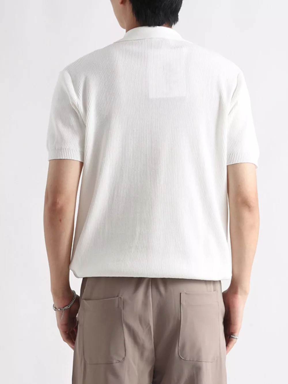 Men's Plus Size Ribbed Knit Slim Fit Polo, image 7
