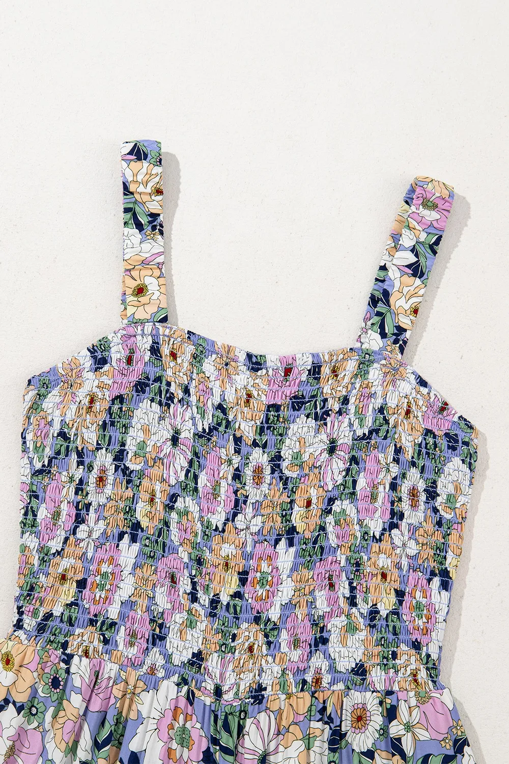 Floral Print Smocked High Waist Square Neck Jumpsuit, image 8