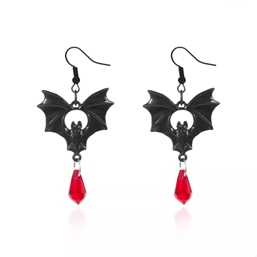 Gothic Bat Drop Earrings, image 4