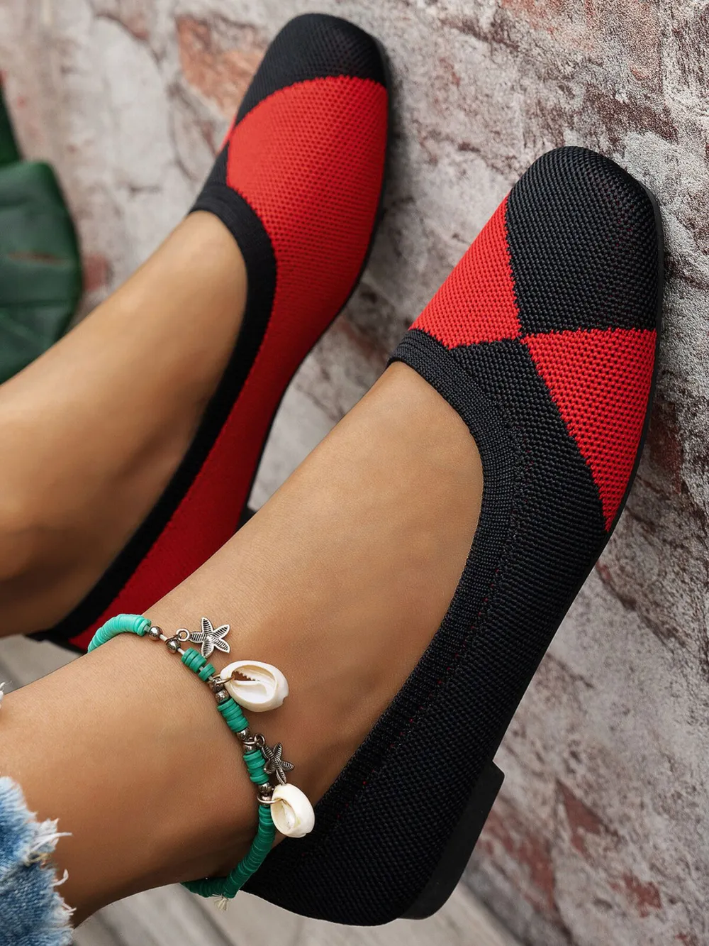 Color Block Knit Slip-On Loafers, image 8
