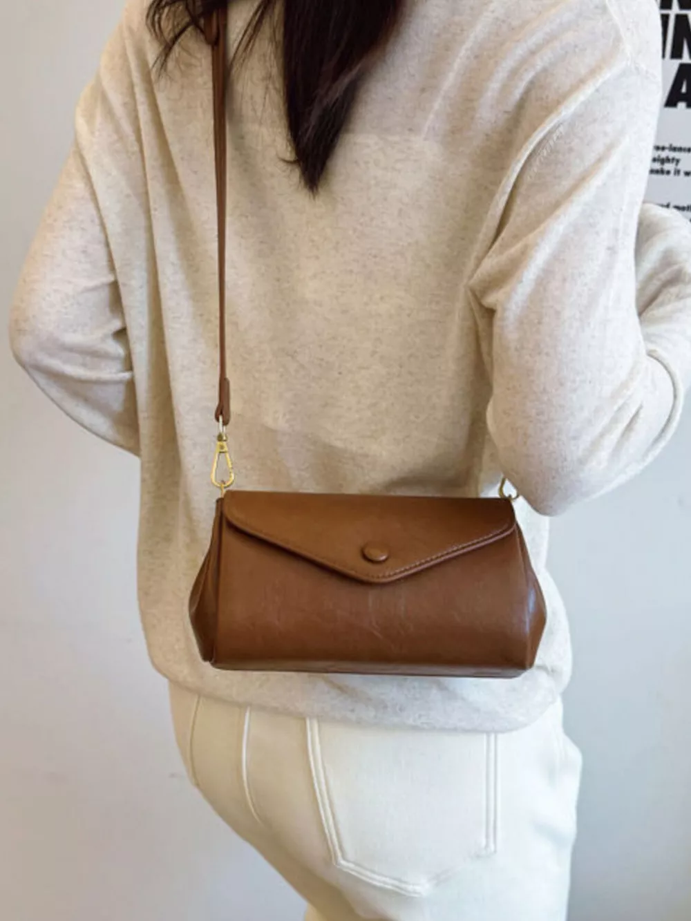 Flap Leather Crossbody Bag, image 6
