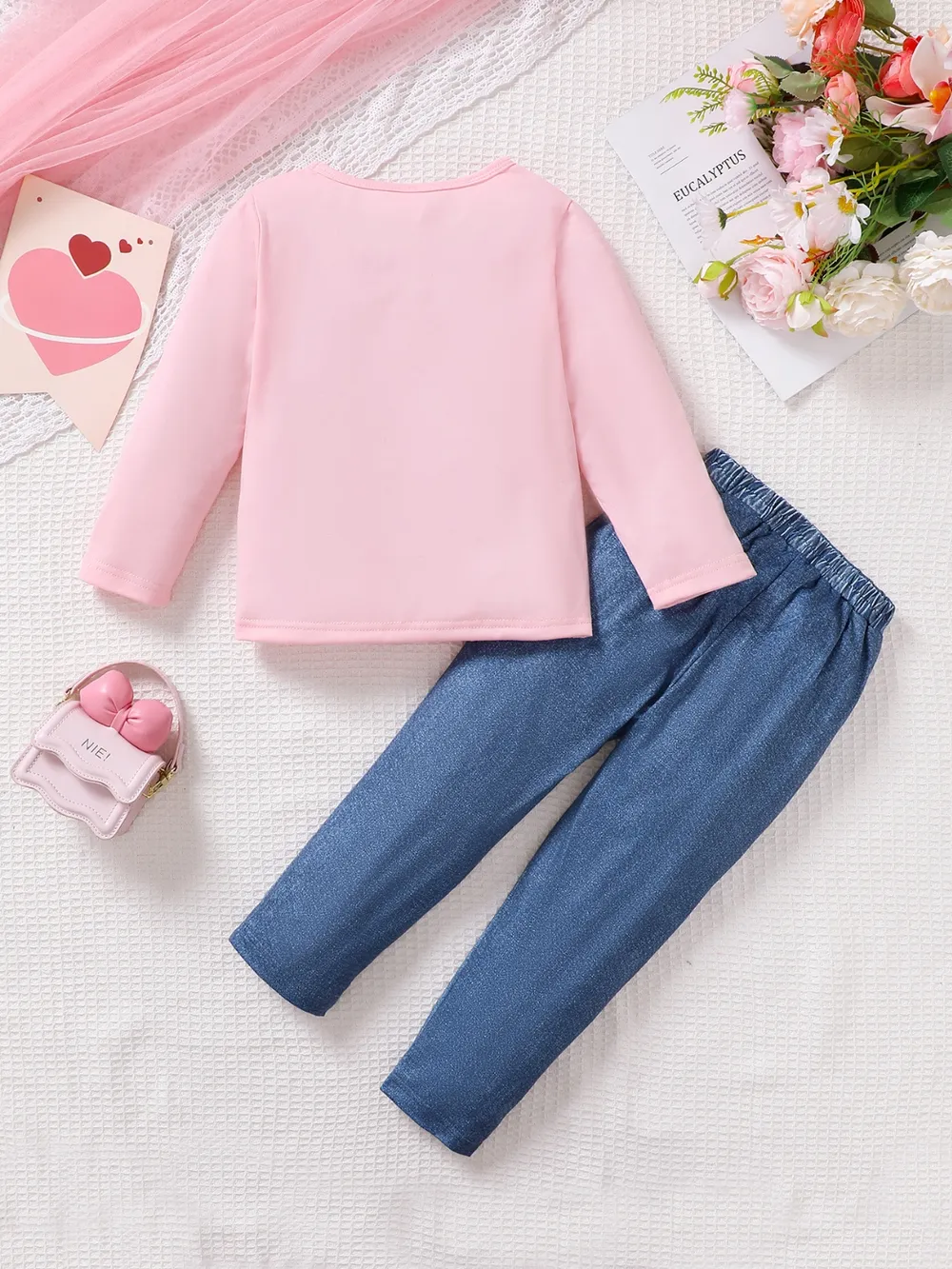 Children's Cartoon Graphic Top and Pants Set, image 2