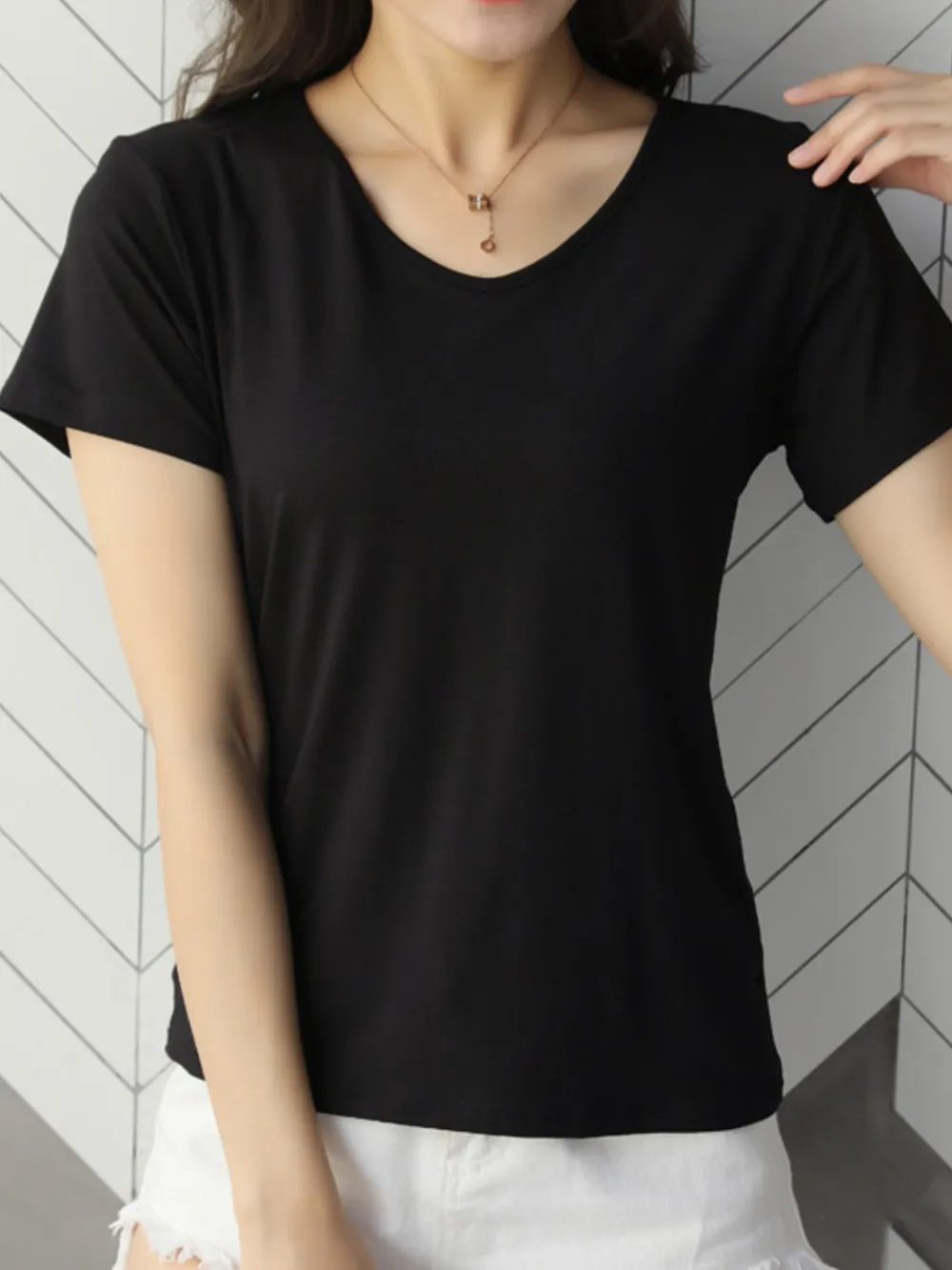 V-Neck Short Sleeve T-Shirt, image 6
