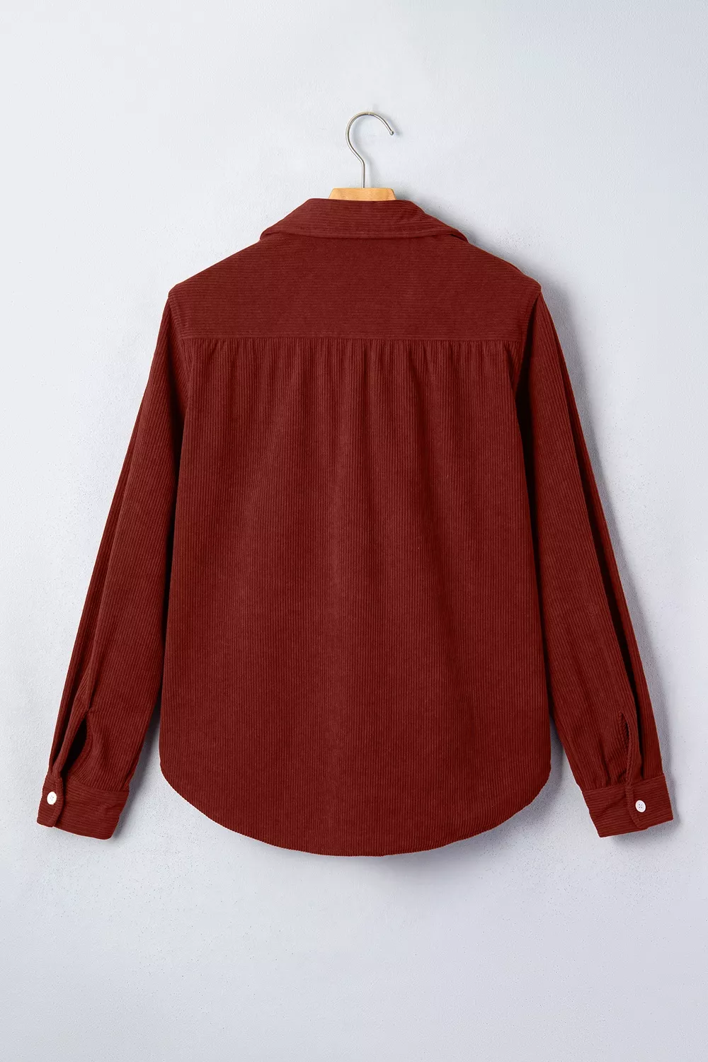 Adjustable Cuff Long Sleeve Corduroy Shirt, image 7