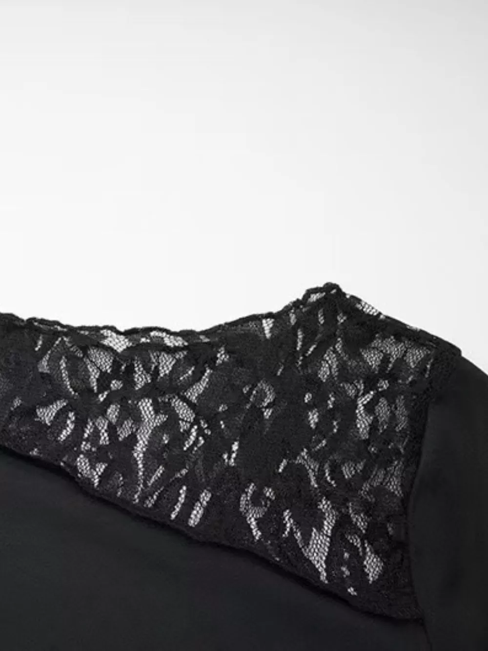 Asymmetrical Lace Trim Long Sleeve T-Shirt, image 3