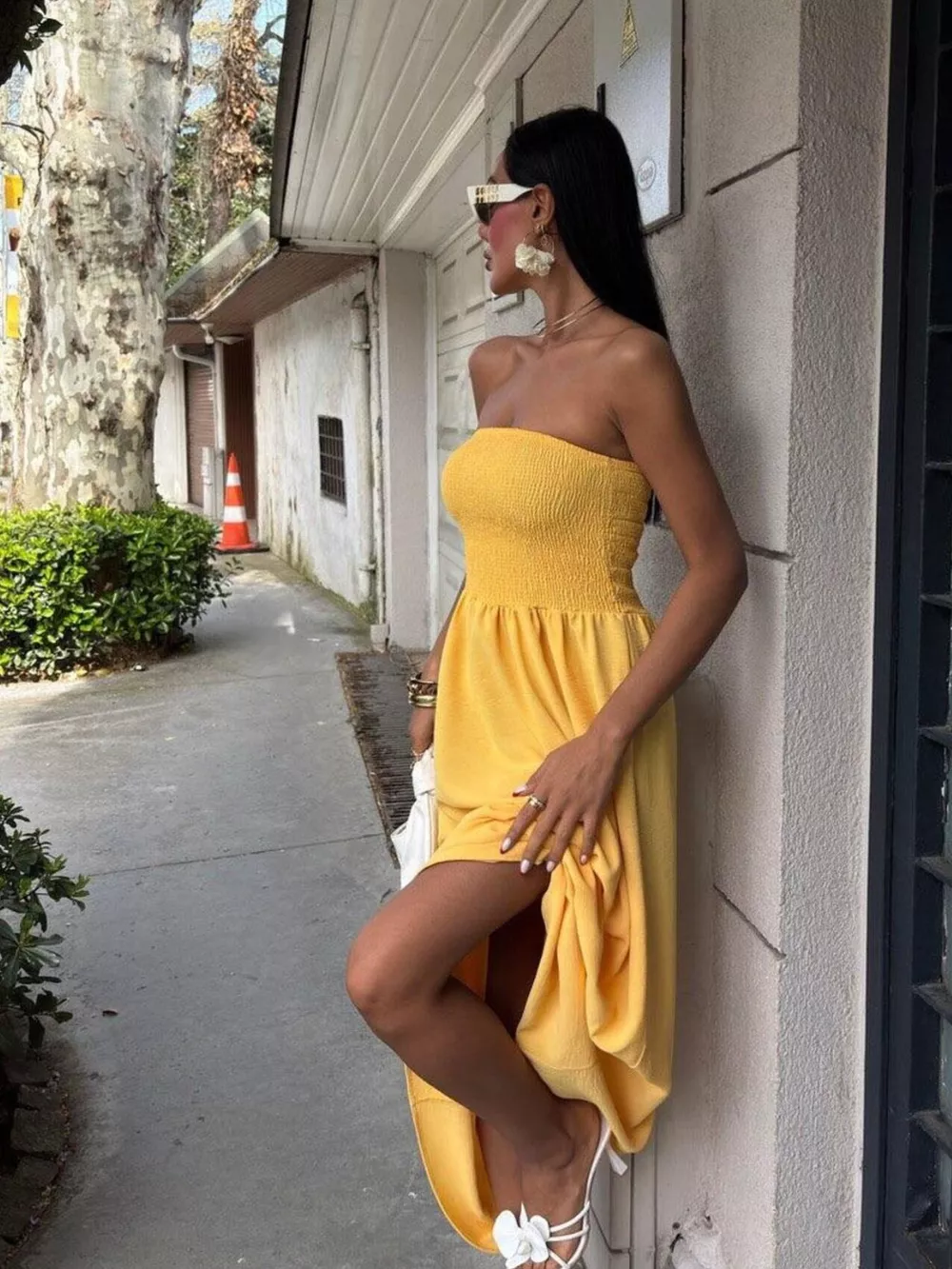 Strapless Smocked Maxi Dress, image 4