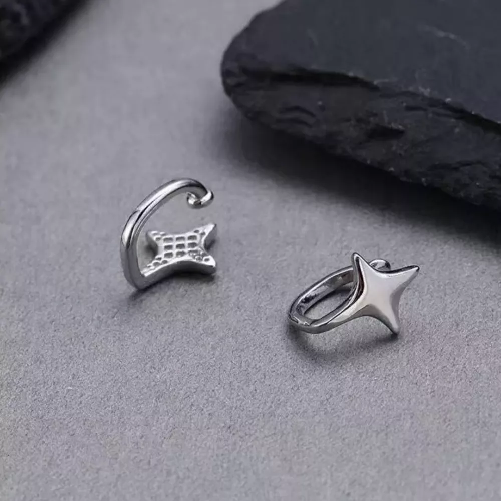 925 Sterling Silver Star Cuff Earrings, image 3