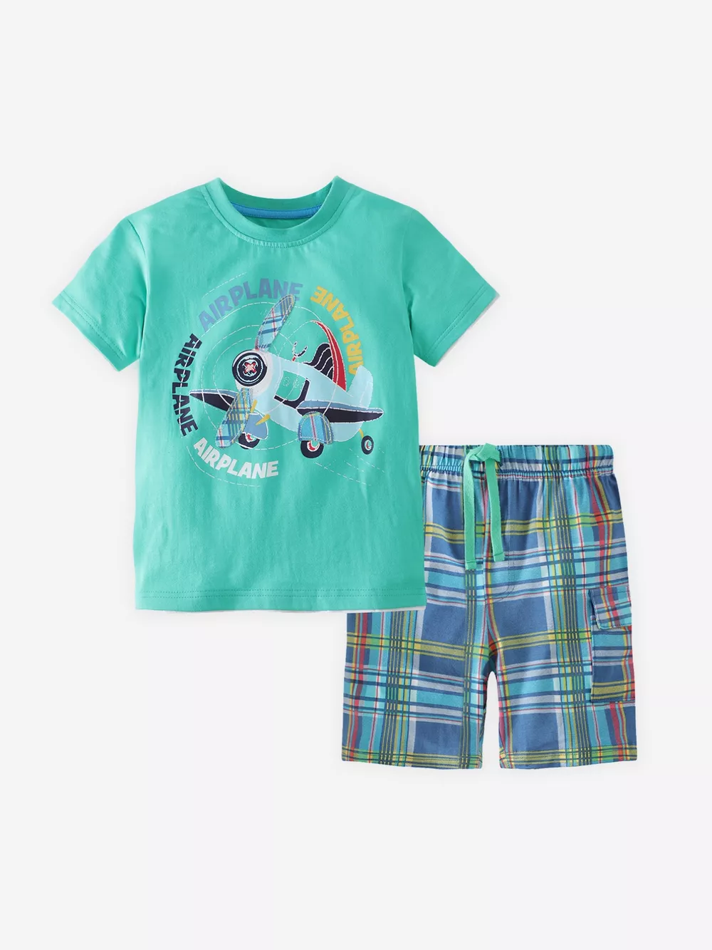 Children's Graphic Tee & Plaid Shorts Set