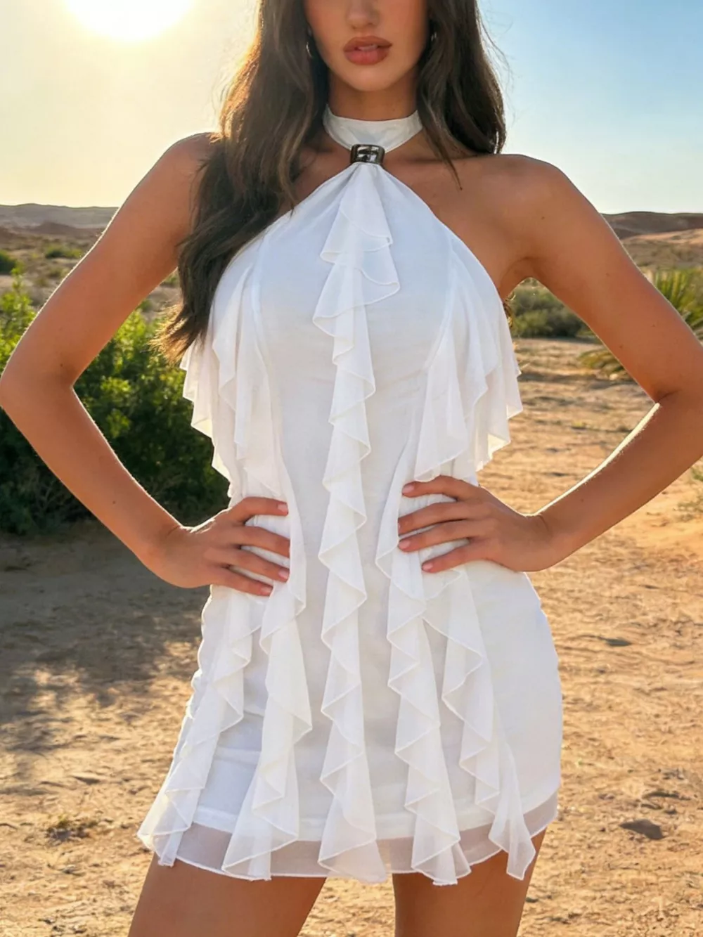 Ruffle Halter Neck Mini Dress, image 5