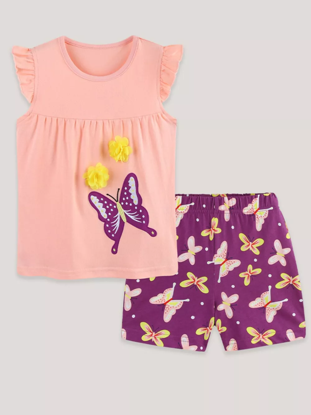 Children's Butterfly Ruffle Sleeve Top & Shorts Set, image 2