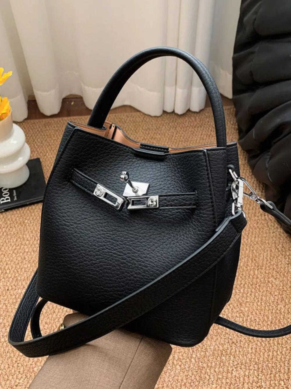 Leather Top Handle Crossbody Bag, image 2