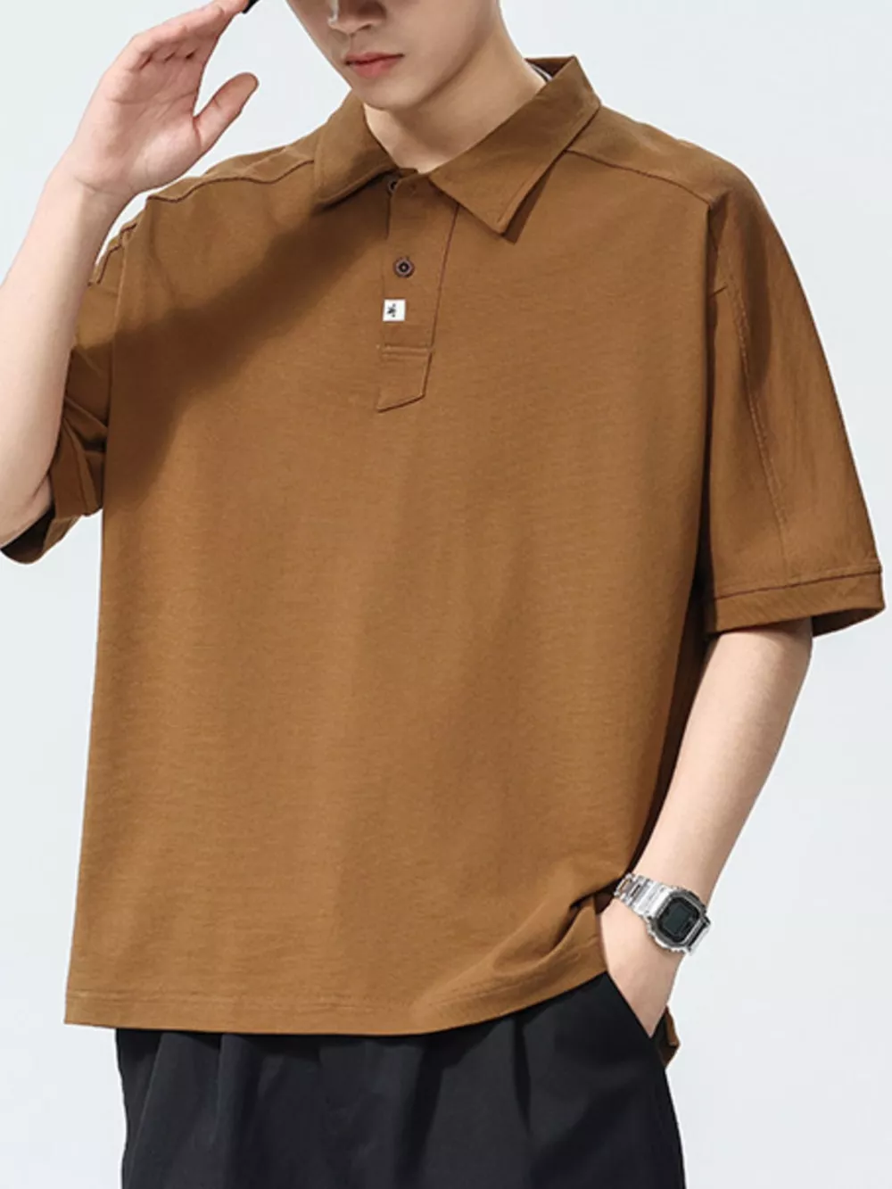 Men's Plus Size Casual Half Sleeve Loose Fit Polo, image 2
