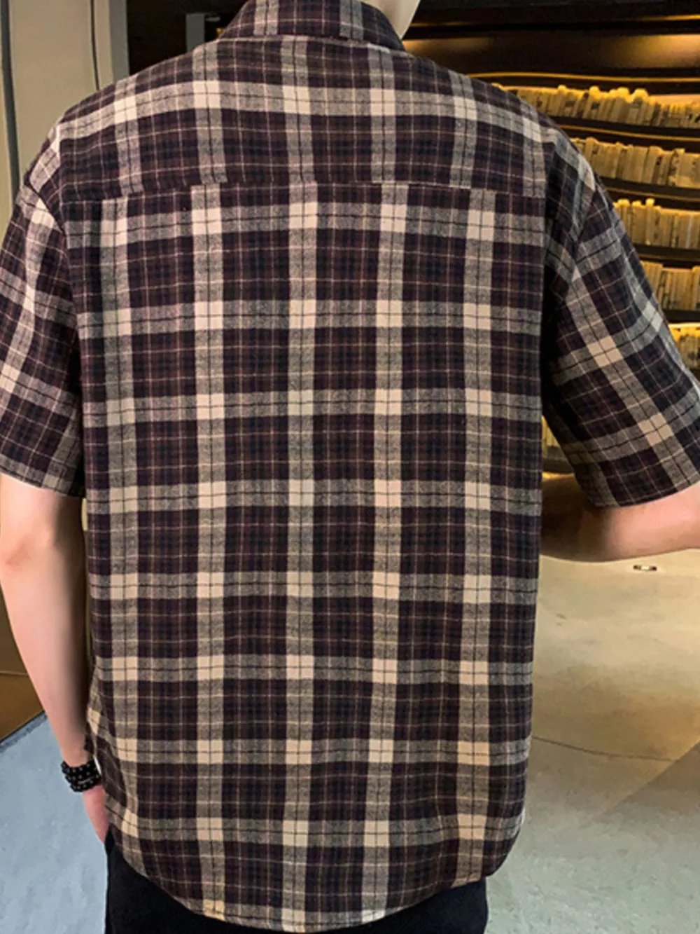 Men's Plus Size Casual Plaid Short Sleeve Shirt, image 5