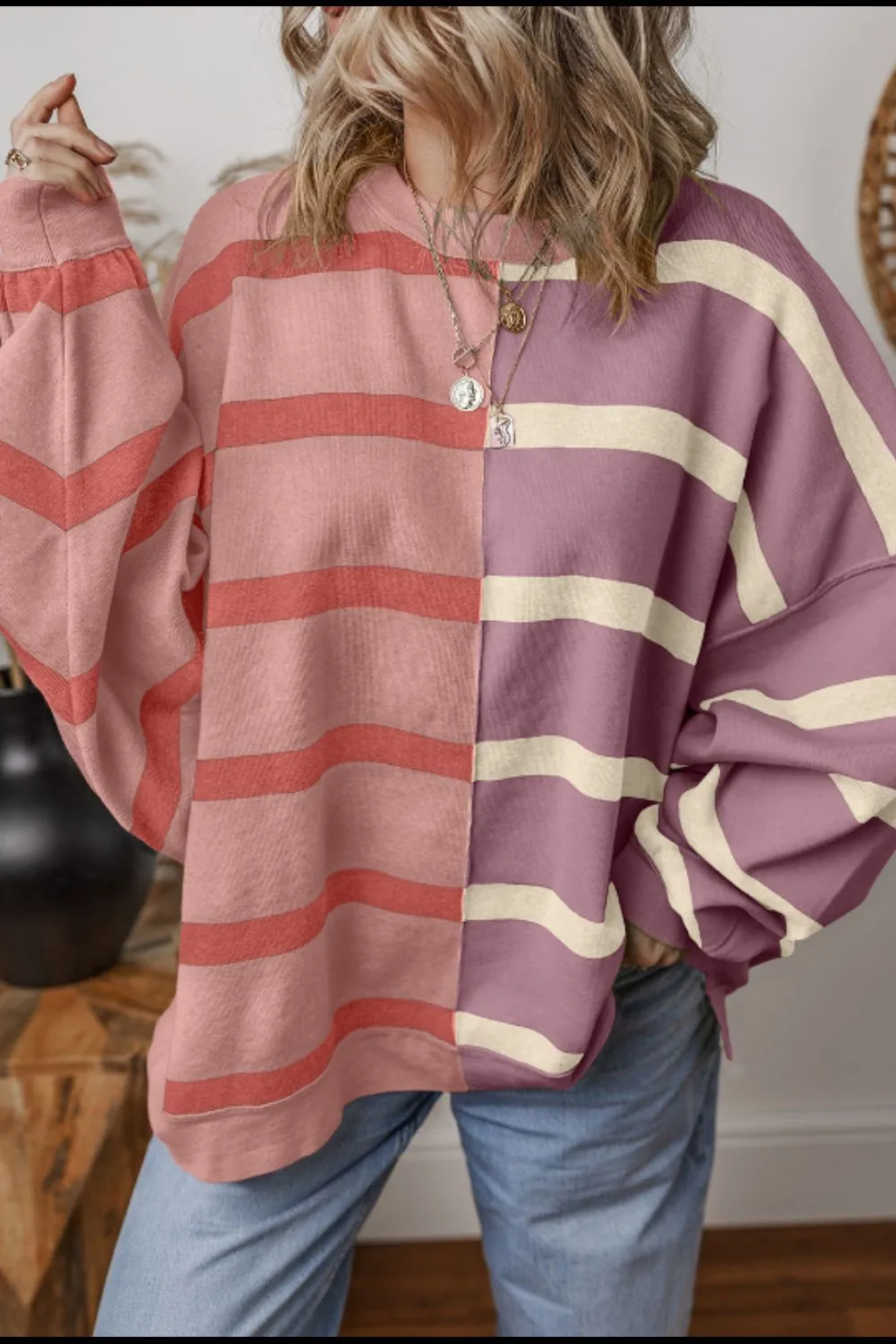 Contrast Striped Long Sleeve Sweatshirt, image 14
