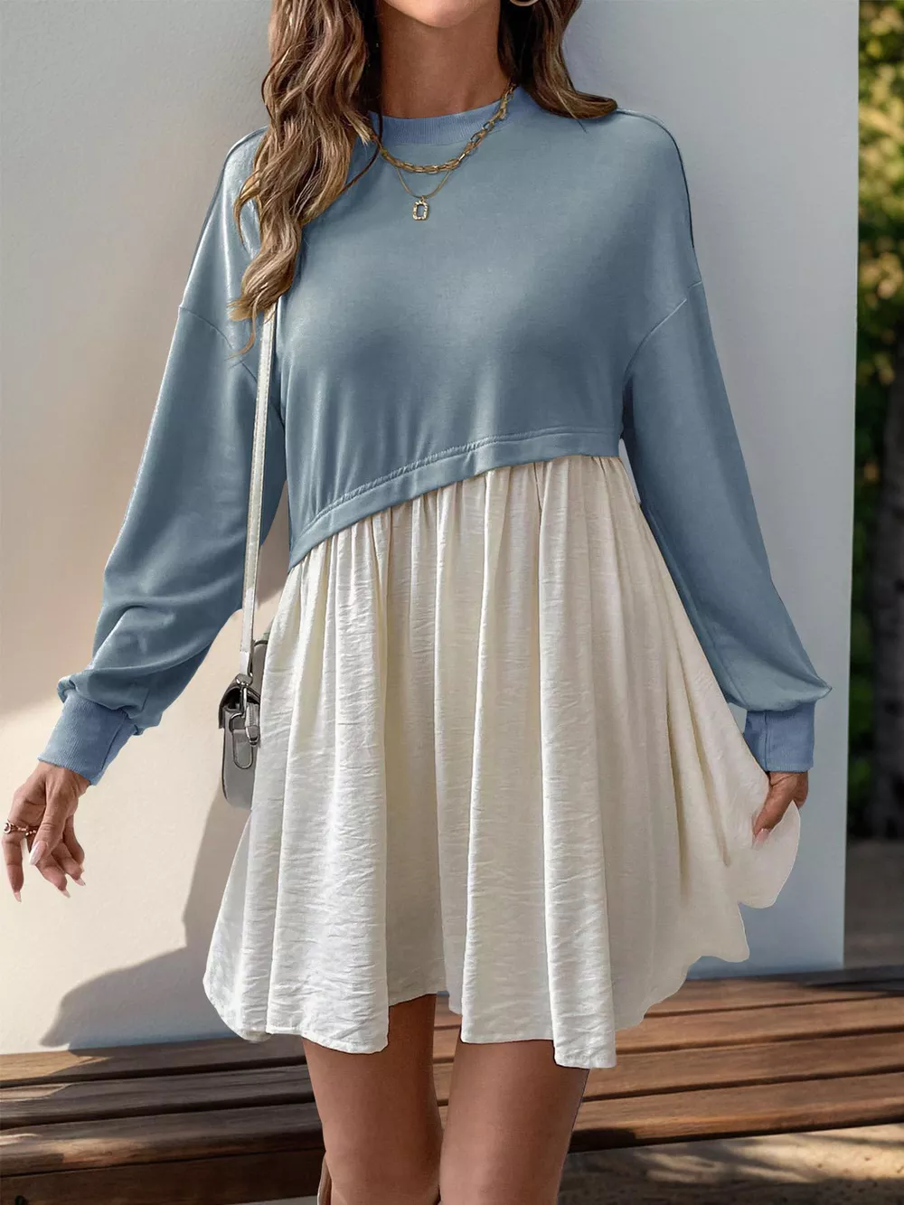 Two-Tone Dropped Shoulder Dress, image 3